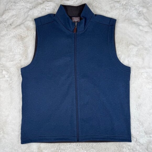 Johnston & Murphy Reversible Vest Men's XL Blue Brown Full Zip Minimalist Work - Picture 1 of 6